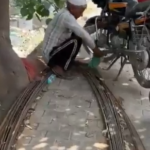 Cleaning Bike With Indian Flag