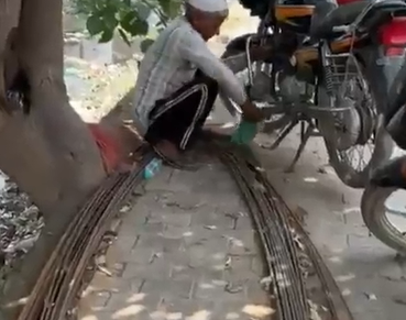 Cleaning Bike With Indian Flag